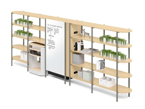 4 - 5 Tiers Open Shelf  with Locker, Privi Server Parking, Whiteboard, Planter and Props